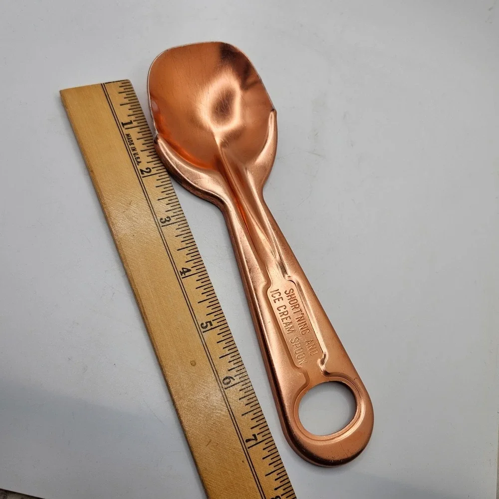 Vintage Short'ning & Ice Cream Spoon Copper Tone Kitchen Utensil Scoop